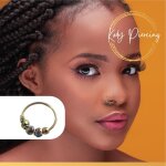 Kody piercing anneau or 9 carats orn de 3 perles porcelaine jaune citron