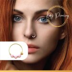 Kody piercing anneau en or jaune 14 carats avec 3 pierres précieuses en opale rose Kody piercing anneau en or jaune 14 carats avec 3 pierres précieuses en opale rose
