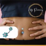 Kody piercing bijoux de nombril double fleur argent 925 - bleu turquoise Kody piercing bijoux de nombril double fleur argent 925 - bleu turquoise