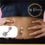 Piercing nombril - kody piercing - double fleur - argent 925 - acier chirurgical - blanc