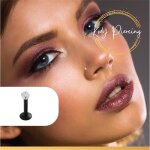 Kody piercing labret acier chirurgical noir orné dun cristal serti sur tige bioflex 8mm Kody piercing labret acier chirurgical noir orné dun cristal serti sur tige bioflex 8mm