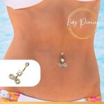 Kody piercing nombril motif infinity plaqu�e or 18 carats avec boule cristal