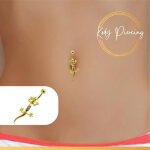Kody piercing nombril salamandre plaquée or jaune 18 carats avec zircons incrustés Kody piercing nombril salamandre plaquée or jaune 18 carats avec zircons incrustés