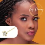 Piercing nez - kody - or 9 carats - toile zircon 3mm - tige 10mm