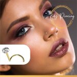 Piercing nez courb - kody - or 9 carats - diamant 15mm - tige 7 / 6mm - mixte