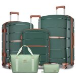 Kono set de 5 valises cabine rigides 55 / 66 / 75cm valise de voyage 4 roulettes + pliable sac de voyage ...