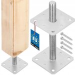 Kotarbau support de poteau rglable 160 mm x 160 mm x 250 mm filetage m24 mm pied de poteau bois en ...