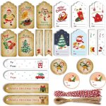 Kraft papier de nol tiquettes de cadeau100pices etiquette cadeau noeltiquettes noel pour arbre de ...