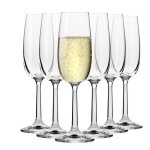 Krosno flte cristal de champagne en verre - lot de 6 fltes - 175 ml - collection pure - lavable au ...
