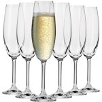 Krosno flte cristal de champagne en verre - lot de 6 fltes - 210 ml - collection venezia - lavable ...