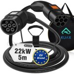Kuax cble de recharge pour voiture lectrique - tri phas - type 2 - 5m - 32a - 22kw - ip54