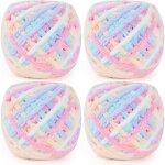 Laine chenille degradee 4x100g pelote epaisse velours doux pour tricot et crochet couverture echarpe ...