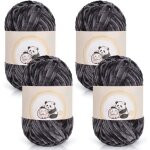 Laine chenille �paisse - sightmark - 400g (4x100g) - gris fonc� - polyester - 80m - 6mm d�paisseur - ...