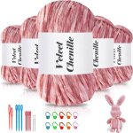 Laine chenille velours maxee 500g (5x100g) - ultra douce et pelucheuse - pour tricot et crochet - lot ...