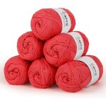 Laine pour crochet en coton - zgeer - lot de 6 pelotes - 50 g par pelote - rouge - 100% coton - 15 mm ...