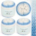 Laine d�grad�e pour crochet - sightmark - 400 g (4 x 100 g) - bleu blanc - 60% coton 30% acrylique 10% ...