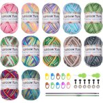 Laine � tricoter d�grad�e multicolore - zgeer - 12 pelotes - 25g par pelote - acrylique - multicolore ...