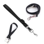 Laisse ceinture de s�curit� r�glable pour chien et chat - sangle voiture noir 25 x 70 cm