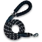 Laisse chien noir robuste longe 15m pour petit et gros chiens. laisse nylon solide avec fils rflchissant ...