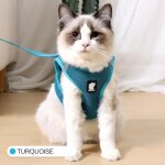 Harnais et laisse pour chat en maille rglable - laisses colliers - type turquoise - xs - bleu