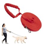 Laisse de dressage pour chien - 15m - rouge - pour grands chiens - avec poignée rembourrée confortable ... Laisse de dressage pour chien - 15m - rouge - pour grands chiens - avec poignée rembourrée confortable ...