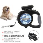 Laisse enrouleur rtractable - 8m - lampe led - pour chiens jusqu 50kg - couleur bleu