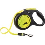 Laisse sangle - trixie - 209321 - 5 m - jaune fluo - enrouleur - r�sistante