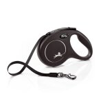 Laisse enrouleur pour chien flexi new classic - taille m - 5m - noir