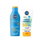 Lait protect & bronze fps30 200ml + crème kids minérale protection uv fps 50 + 150ml - nivea sun - lot ... Lait protect & bronze fps30 200ml + crème kids minérale protection uv fps 50 + 150ml - nivea sun - lot ...