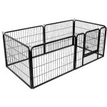Laizere enclos pour petits chiens chiots lapin ext�rieur int�rieur 80 x 60 cm 6 panneaux avec porte noir ...
