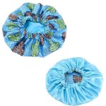 Lake blue - bonnet de nuit en satin pour femmes imprim africain extra large soyeux doubl pour la nuit ...