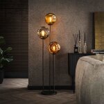 Lampadaire 3 lampes en verre dor� cuivr� et chrom� - amp