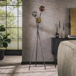 Lampadaire avec 3 lampes en verre dor cuivr et chrom - tahoe