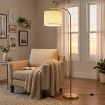 Lampadaire arc r�glable en hauteur 150?175 cm avec interrupteur au pied douille e27 dor�