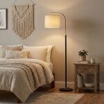 Lampadaire arc r�glable en hauteur 150?175 cm avec interrupteur au pied douille e27 noir