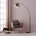 Lampadaire - teamson home - arquer - bronze antique - socle en marbre noir - 110x32x173 cm
