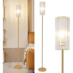Lampadaire en cristal moderne - suteo - abat - jour en verre - interrupteur au pied - or - 165 cm de ...