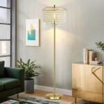 Lampadaire en cristal - swamee - interrupteur au pied - abat - jour en cristal - dor� - contemporain ...