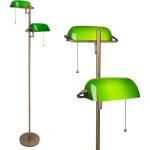 Lampadaire dor� vintage avec abat - jour vert style banker interrupteur � tirette lampe de lecture pour ...