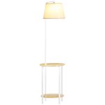Lampadaire étagères design dim. Ø 37 x 162h cm 40 w max. bois bambou verni métal abat - jour tissu blanc ... Lampadaire étagères design dim. Ø 37 x 162h cm 40 w max. bois bambou verni métal abat - jour tissu blanc ...