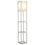 Homcom - lampadaire étagère - bois - 26x26x160cm - blanc Homcom - lampadaire étagère - bois - 26x26x160cm - blanc