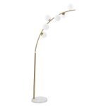 Lampadaire - glamy - arc - 6 lumi�res - m�tal dor� - verre blanc - design contemporain