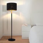 Homefire lampadaire e27 moderne - or noir avec abat - jour toil tissu lampe de salon 144cm avec interrupteur ...