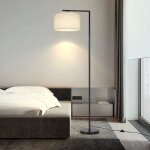 Lampadaire homefire e27 moderne - mtal et tissu - blanc - 32 x 25 x 166 cm - avec interrupteur  pied ...
