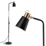 Lampadaire industriel r�tro - swamee - 146 cm - noir - m�tal - e27 - hauteur r�glable - abat - jour r�glable ...