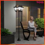 Lampadaire de jardin ext�rieur solaire - akozon - 7881 - 3 abat - jours - 12 panneaux solaires - ip44 ...