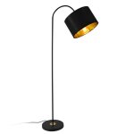 Lampadaire lampe  pied cadre en mtal et abat - jour en tissu noir 173 cm 03 0002437