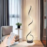 Lampadaire led dimmable moderne - suteo - 48w - 129x27x18 cm - noir - spirale