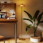 Lampadaire led pour salon �clairage blanc chaud 3000 k interrupteur au pied 25 x 25 x 134 cm laiton