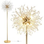 Lampadaire moderne cristal dor� 172 cm avec 8 ampoules et interrupteur au pied luminaire salon chambre ...